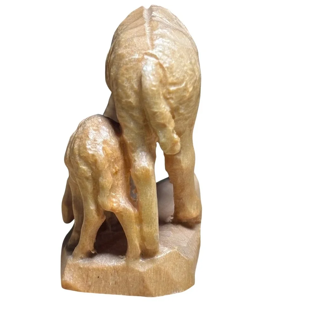 Anri Italy Hand Carved Wood Sheep‎ and Lamb Figurine Miniature Nativity Decor